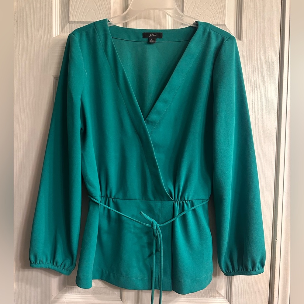 J. Crew Teal V-Neck Blouse